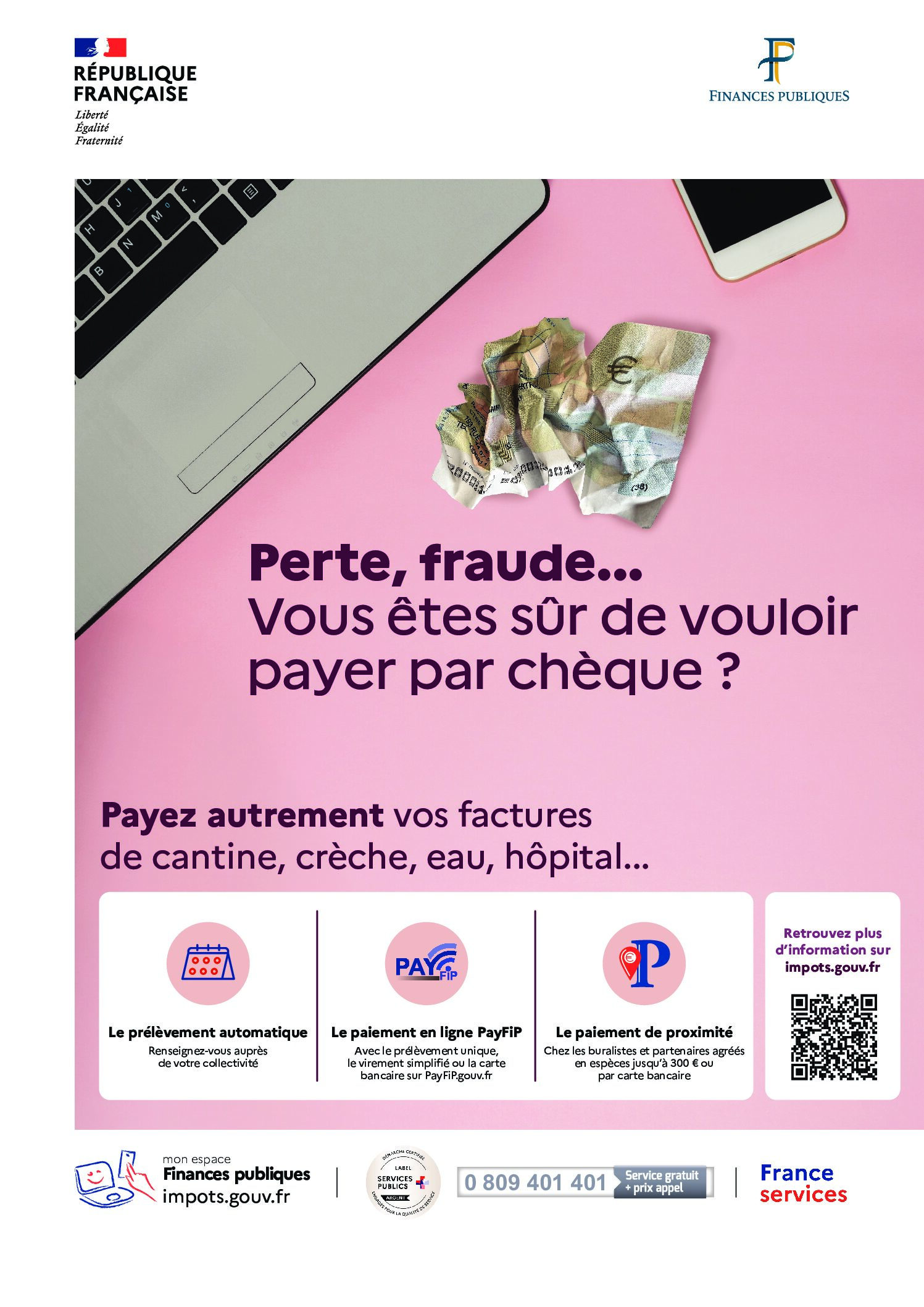 Information aux usagers : évolution des moyens de paiement des factures publiques
